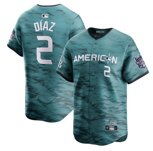 Men's Tampa Bay Rays #2 Yandy Diaz Teal 2023 All-Star Cool Base Stitched Baseball Jersey