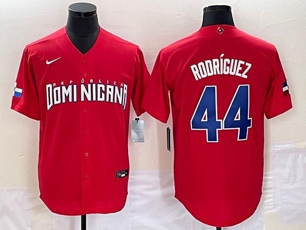 Men's Dominican Republic Baseball #44 Julio Rodriguez 2023 Red World Baseball Classic Stitched Jersey