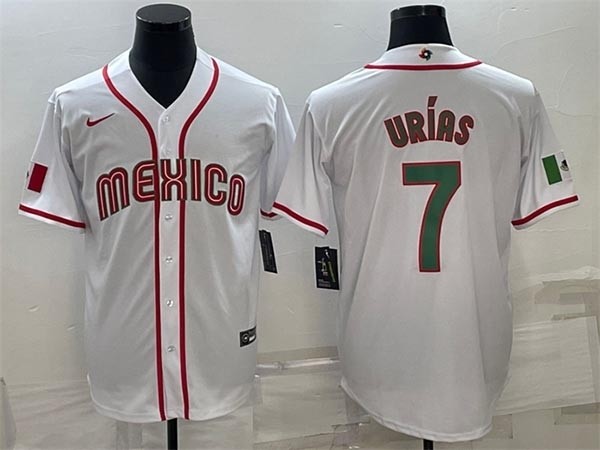 Men's Mexico Baseball #7 Julio Urias 2023 White World Baseball Classic Stitched Jersey