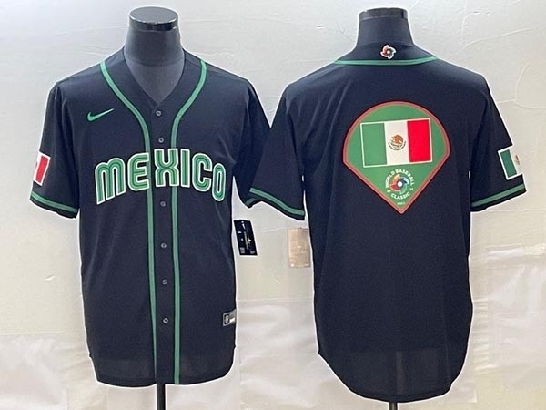 Men's Mexico Baseball 2023 Black World Baseball Big Fan Logo Classic Stitched Jersey