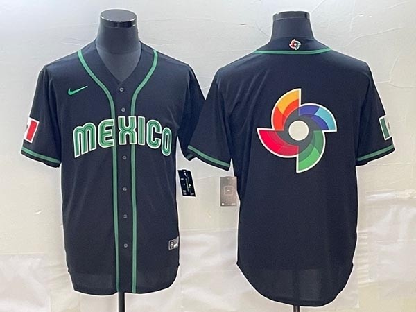 Men's Mexico Baseball 2023 Black World Baseball Big Logo Classic Stitched JerseyS