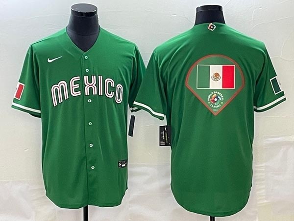 Men's Mexico Baseball 2023 Green World Baseball Big Fan Logo Classic Stitched Jersey