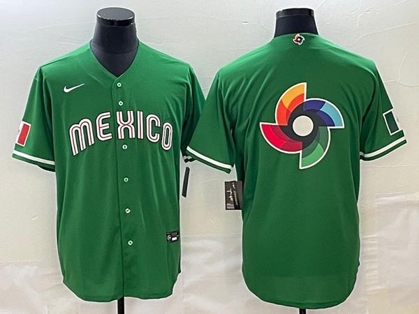 Men's Mexico Baseball 2023 Green World Baseball Big Logo Classic Stitched JerseyS