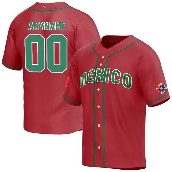 Men's Mexico Baseball ACTIVE PLAYER Custom 2023 Red World Baseball Classic Stitched Jersey(Name and number remark in comment column)