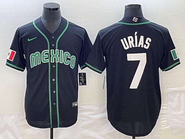 Men's Mexico Baseball #7 Julio Urias 2023 Black World Baseball Classic Stitched Jersey