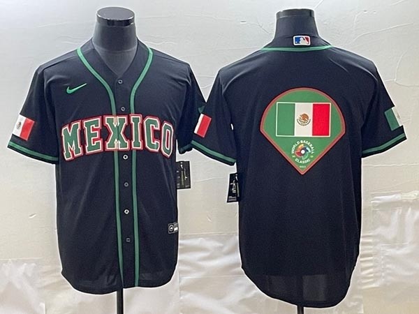 Men's Mexico Baseball 2023 Black World Baseball Big Fan Logo Classic Stitched Jersey