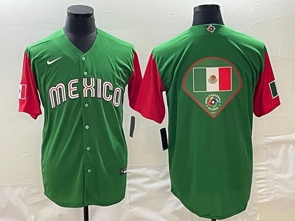 Men's Mexico Baseball 2023 Green World Baseball Big Fan Logo Classic Stitched Jersey