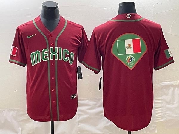 Men's Mexico Baseball 2023 Red World Baseball Big Fan Logo Classic Stitched Jersey