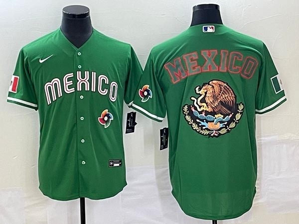 Men's Mexico Baseball 2023 Green Team Big Golden Eagle Logo World Baseball Classic Stitched Jersey