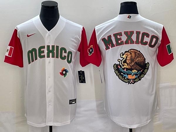 Men's Mexico Baseball 2023 White-Red Team Big Golden Eagle Logo World Baseball Classic Stitched Jersey