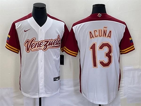 Men's Venezuela Baseball #13 Venezuela Acuna Jr. 2023 White World Baseball Classic Stitched Jersey