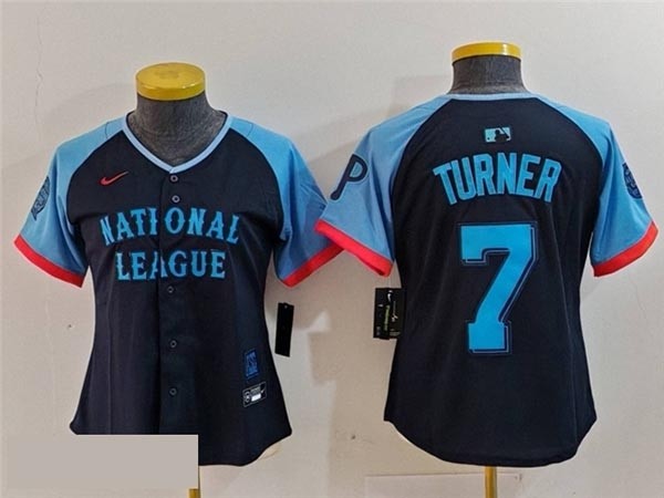 Women's National League #7 Trea Turner Navy 2024 MLB All-Star Game Limited Jersey