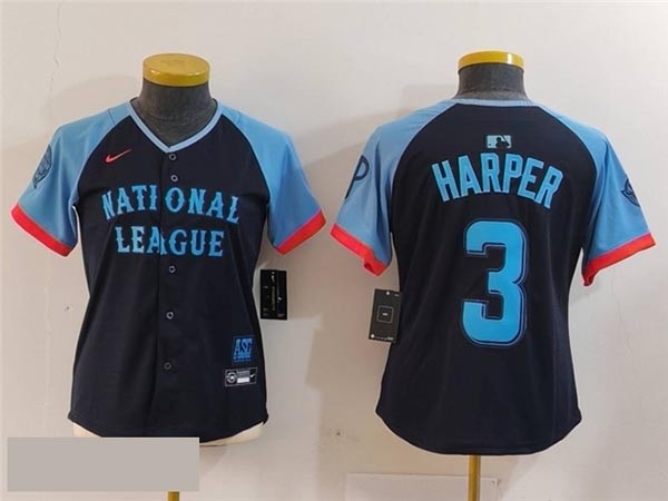 Women's National League #3 Bryce Harper Navy 2024 MLB All-Star Game Limited Jersey