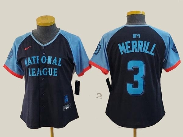 Women's National League #3 Jackson Merrill Navy 2024 MLB All-Star Game Limited Jersey