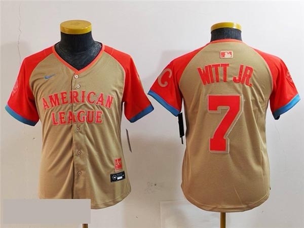 Youth American League #7 Bobby Witt Jr. Cream 2024 MLB All-Star Game Limited Jersey