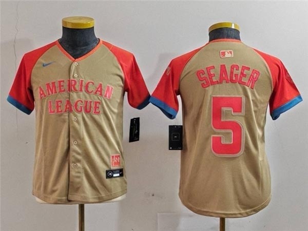 Youth American League #5 Corey Seager Cream 2024 MLB All-Star Game Limited Jersey