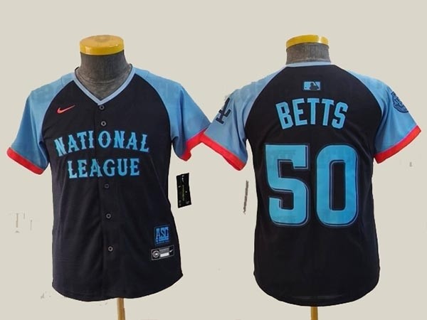 Youth National League #50 Mookie Betts Navy 2024 MLB All-Star Game Limited Jersey