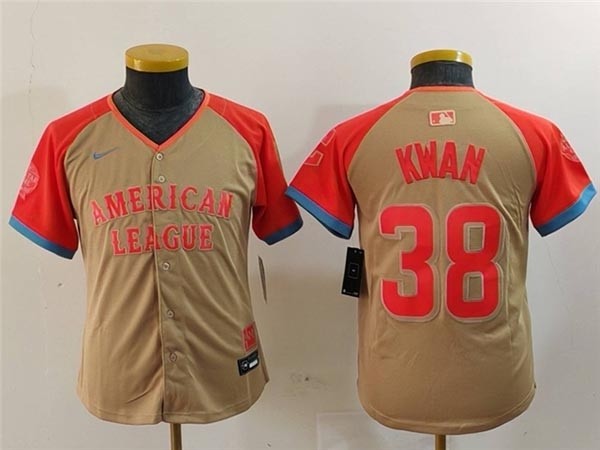 Youth American League #38 Steven Kwan Cream 2024 MLB All-Star Game Limited Jersey