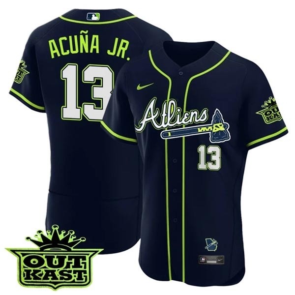 MEN'S ATLANTA BRAVES ATLIENS #13 Ronald Acuna Jr. FLEX BASE JERSEY - ALL STITCHED