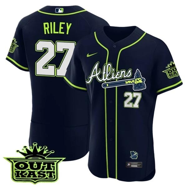 MEN'S ATLANTA BRAVES ATLIENS #27 Austin Riley FLEX BASE JERSEY - ALL STITCHED