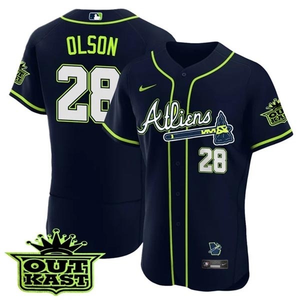 MEN'S ATLANTA BRAVES ATLIENS #28 Matt Olson FLEX BASE JERSEY - ALL STITCHED