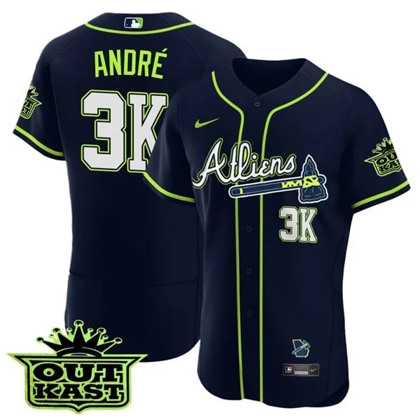 MEN'S ATLANTA BRAVES ATLIENS 3K Andre FLEX BASE JERSEY - ALL STITCHED