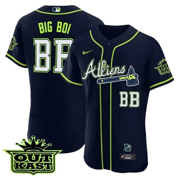 MEN'S ATLANTA BRAVES ATLIENS BB Big Boi FLEX BASE JERSEY - ALL STITCHED