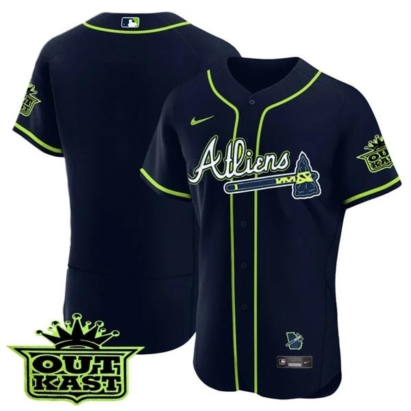 MEN'S ATLANTA BRAVES ATLIENS Blank FLEX BASE JERSEY - ALL STITCHED