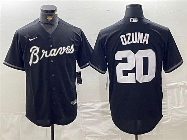 Men's Atlanta Braves #20 Marcell Ozuna Black Turn Back The Clock Jersey