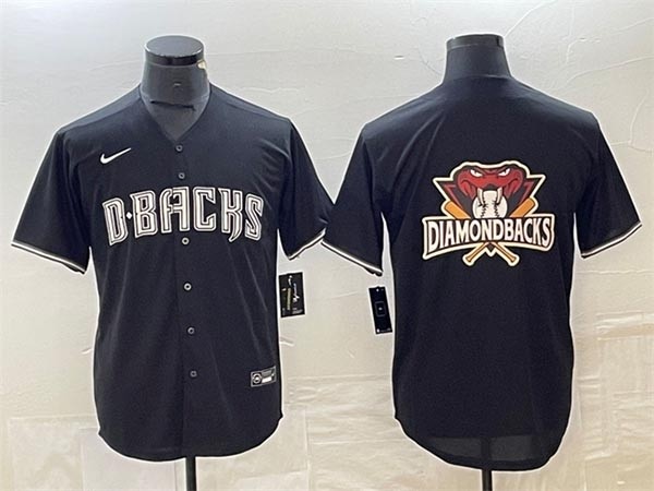 Men's Arizona Diamondbacks Black Team Big Diamondbacks Logo Cool Base Stitched Baseball Jersey