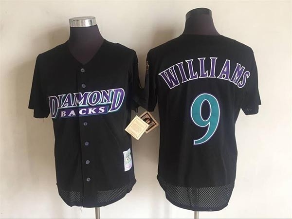 Men's Arizona Diamondbacks #9 Matt Williams Throwback Black Mesh Batting Practice Jersey