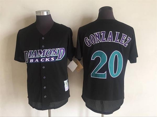 Men's Arizona Diamondbacks #20 Luis Gonzalez Throwback Black Mesh Batting Practice Jersey