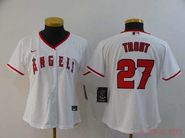 Women Los Angeles Angels #27 Mike Trout White 2020 Nike Cool Base Jersey