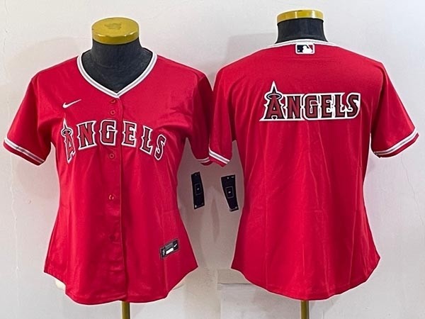 Women's Los Angeles Angels Red Team Big Logo Stitched Baseball Jersey(Run Small)