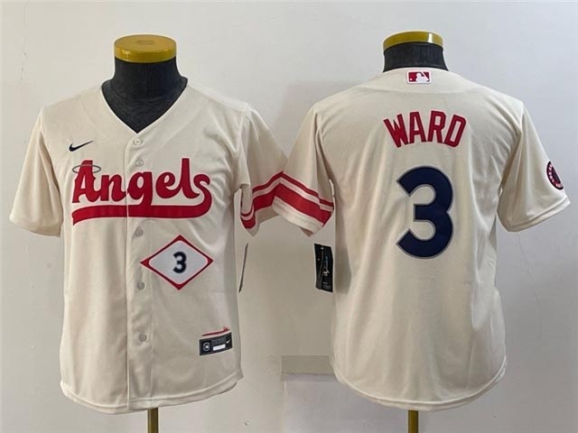 Youth Los Angeles Angels #3 Taylor Ward Cream 2022 City Connect Cool Base Jersey