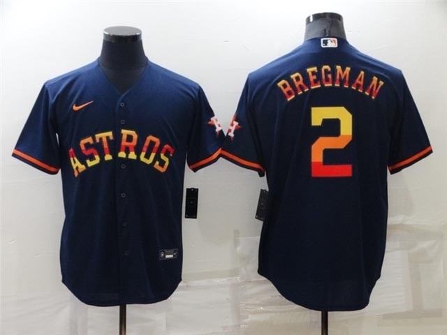 Houston Astros #2 Alex Bregman Navy-Rainbow Cool Base Jersey