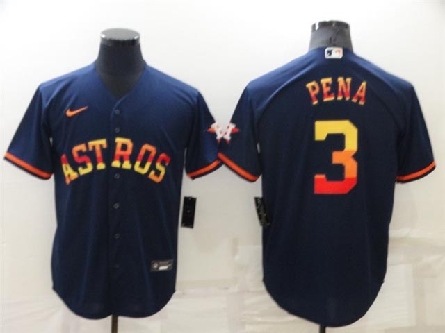 Houston Astros #3 Jeremy Pena Navy-Rainbow Cool Base Jersey