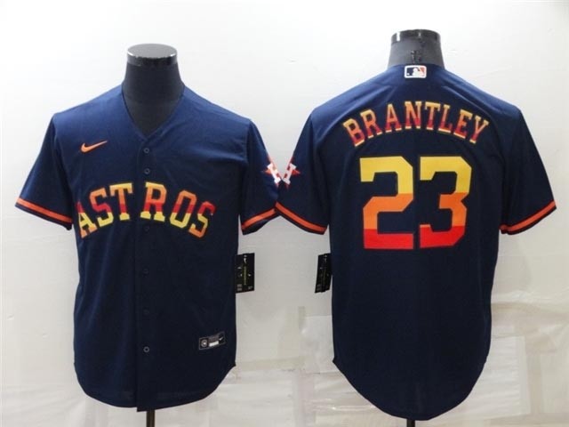 Houston Astros #23 Michael Brantley Navy-Rainbow Cool Base Jersey