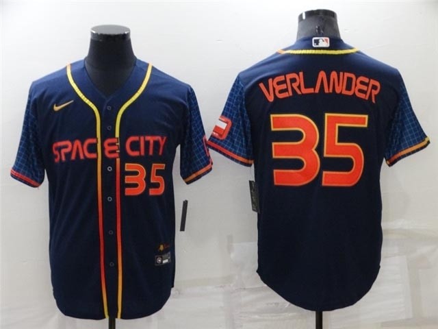 Houston Astros #35 Justin Verlander 2022 Navy City Connect with front Number Cool Base Jersey