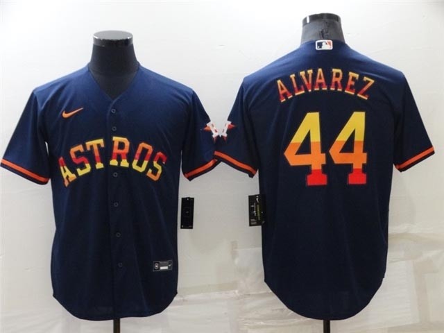 Houston Astros #44 Yordan Alvarez Navy-Rainbow Cool Base Jersey