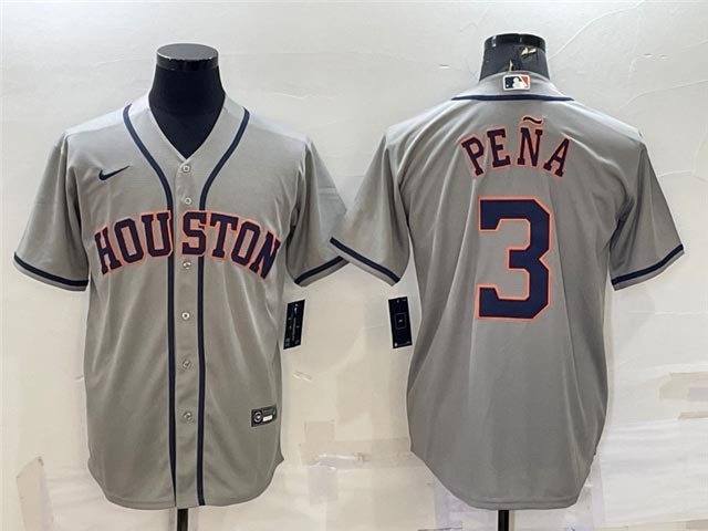 Men's Houston Astros #3 Jeremy Pena Gray Cool Base Jersey