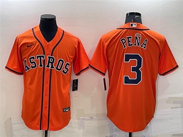 Men's Houston Astros #3 Jeremy Pena Orange Cool Base Jersey