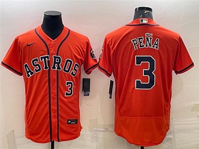 Men's Houston Astros #3 Jeremy Pena Orange Flex Base Jersey