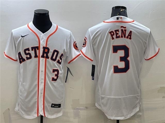 Men's Houston Astros #3 Jeremy Pena White Flex Base Jersey