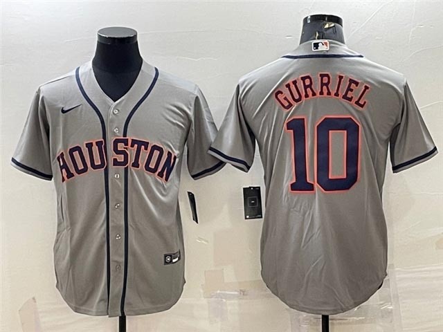 Men's Houston Astros #10 Yuli Gurriel Gray Cool Base Jersey