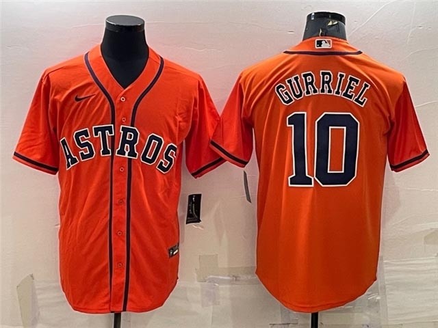 Men's Houston Astros #10 Yuli Gurriel Orange Cool Base Jersey