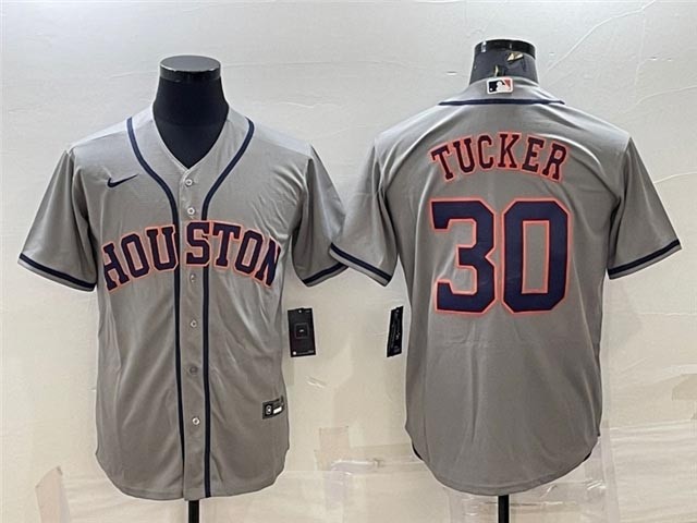 Men's Houston Astros #30 Kyle Tucker Gray Cool Base Jersey