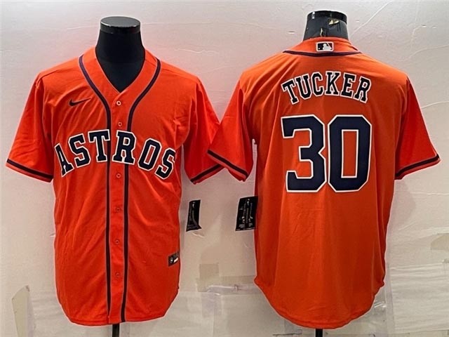 Men's Houston Astros #30 Kyle Tucker Orange Cool Base Jersey