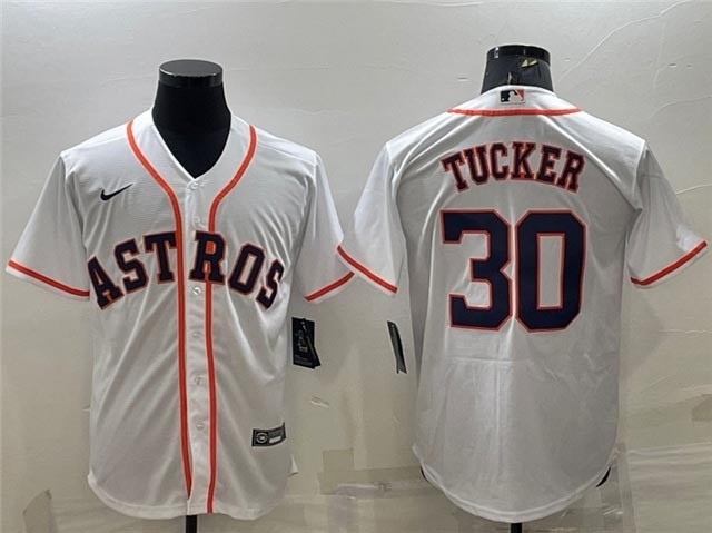 Men's Houston Astros #30 Kyle Tucker White Cool Base Jersey