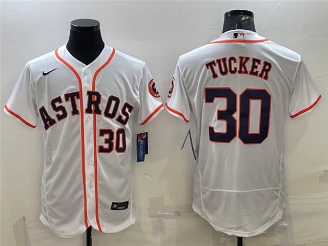 Men's Houston Astros #30 Kyle Tucker White Flex Base Jersey